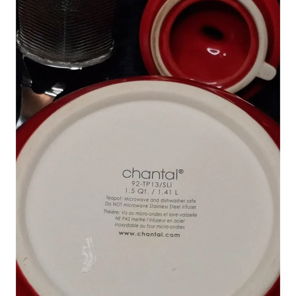 VTG CHANTAL 1.5 QT CERAMIC STONEWARE RED TEAPOT 92-TP13/I EUC